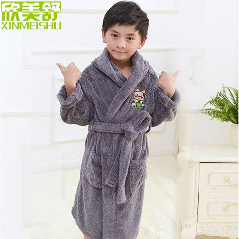 Winter warm bathrobe pijamas kids cartoon towel fleece Baby boys girls robe children clothing Bathrobe nightgown christmas gifts