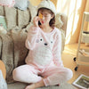 Autumn Winter Women Pyjamas Sets pajamas Sleepwear Suit Thick Warm Coral Flannel nightgown Female Cartoon Animal Pijama Mujer