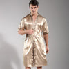 Chinese Men Sleepwear Satin Rayon Nightwear Casual Male Robe Bathrobe Kimono Gown Printed Flower Intimate Lingerie Nightgown