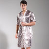Chinese Men Sleepwear Satin Rayon Nightwear Casual Male Robe Bathrobe Kimono Gown Printed Flower Intimate Lingerie Nightgown