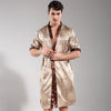 Chinese Men Sleepwear Satin Rayon Nightwear Casual Male Robe Bathrobe Kimono Gown Printed Flower Intimate Lingerie Nightgown