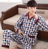Male sleepwear 100% plus size cotton pajamas long-sleeve men autumn  winter pajama sets lounge set nightgown