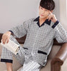 Male sleepwear 100% plus size cotton pajamas long-sleeve men autumn  winter pajama sets lounge set nightgown
