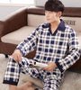 Male sleepwear 100% plus size cotton pajamas long-sleeve men autumn  winter pajama sets lounge set nightgown