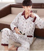 Male sleepwear 100% plus size cotton pajamas long-sleeve men autumn  winter pajama sets lounge set nightgown