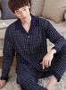 Male sleepwear 100% plus size cotton pajamas long-sleeve men autumn  winter pajama sets lounge set nightgown