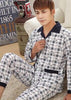 Male sleepwear 100% plus size cotton pajamas long-sleeve men autumn  winter pajama sets lounge set nightgown