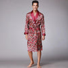 Spring Autumn Chinese Male Satin Bathrobe Robe Long Sleeve Pajamas Vintage Print Nightgown Sleepwear Kimono Gown Home Wear