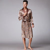 Chinese Style Men Satin Bathrobe Robe Long Sleeve Pajamas Vintage Print Nightgown Sleepwear Kimono Spring Autumn Home Wear
