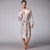 Chinese Men Satin Bathrobe Robe Long Sleeve Pajamas Vintage Print Nightgown Sleepwear New Novlety Kimono Bath Gown Nightgown