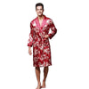 Spring Men Kimono Robe Gown Long Sleeve Satin Print Dragon Nightwear Bathrobes Nightgown Loose Causal Sleepwear Nightgown