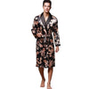 Spring Men Kimono Robe Gown Long Sleeve Satin Print Dragon Nightwear Bathrobes Nightgown Loose Causal Sleepwear Nightgown