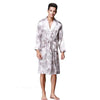 Spring Men Kimono Robe Gown Long Sleeve Satin Print Dragon Nightwear Bathrobes Nightgown Loose Causal Sleepwear Nightgown