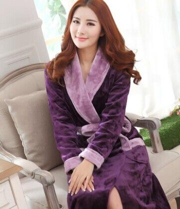 Autumn winter thick flannel robe men coral fleece bathrobe male plus size sleepwear long-sleeve couples long nightgown