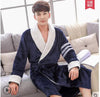 Autumn winter thick flannel robe men coral fleece bathrobe male plus size sleepwear long-sleeve couples long nightgown