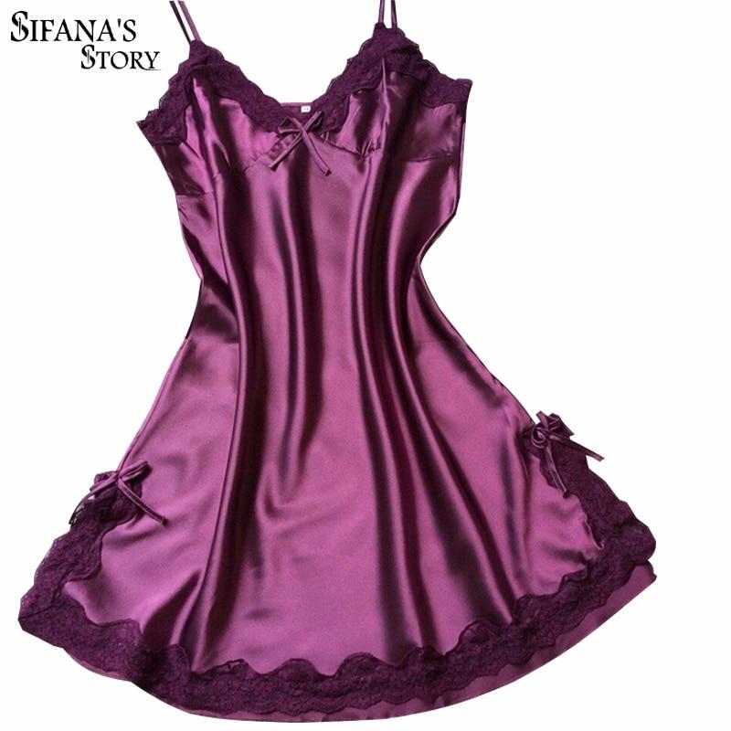Ladies Sexy Silk Sleepwear Satin Nightgown V-neck Nightdress Slip Nigh basicutensils Ladies Sexy Silk Sleepwear Satin Nightgown V-neck Nightdress Slip Nigh basicutensils