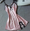 Ladies Sexy Silk Sleepwear Satin Nightgown V-neck Nightdress Slip Nighties Summer Night Dress Lace Night Gown Lingerie For Women