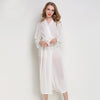 Hot Lady Chiffon Nightgown Bride Wedding Robe Soft Satin Sleepwear Sexy Long Perspective Nightdress Casual Kimono Gown One Size