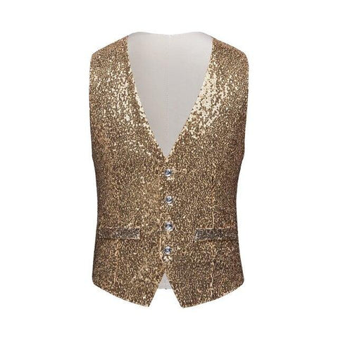 PYJTRL Men Paillette Waistcoat Luxurious Gold Silver Red Blue Full Sequins Wedding Groom Vest Gilet Homme DJ Bar Singers Costume