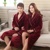 Winter Flannel Robe Lovers Thick Warm Bathrobe Kimono V-Neck Long Dressing NightGown XXL Plus Size Knitted Sold for Men Robes