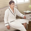 Winter Flannel Robe Lovers Thick Warm Bathrobe Kimono V-Neck Long Dressing NightGown XXL Plus Size Knitted Sold for Men Robes