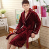 Winter Flannel Robe Lovers Thick Warm Bathrobe Kimono V-Neck Long Dressing NightGown XXL Plus Size Knitted Sold for Men Robes