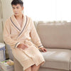 Winter Flannel Robe Lovers Thick Warm Bathrobe Kimono V-Neck Long Dressing NightGown XXL Plus Size Knitted Sold for Men Robes