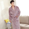 Winter Flannel Robe Lovers Thick Warm Bathrobe Kimono V-Neck Long Dressing NightGown XXL Plus Size Knitted Sold for Men Robes