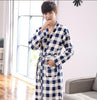 Free Shipping Men Bathrobe Long Sleeve Nightgown 100%Cotton Bathrobe Big Size L-XXXXL Men's  Nightwear