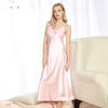 Sexy Elegant Vintage Long Black Blue Silk Satin Nightgowns Women Night Wear Slip Sleeping Dress Nightwear Sleepwear Nightdress