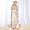 Sexy Elegant Vintage Long Black Blue Silk Satin Nightgowns Women Night Wear Slip Sleeping Dress Nightwear Sleepwear Nightdress