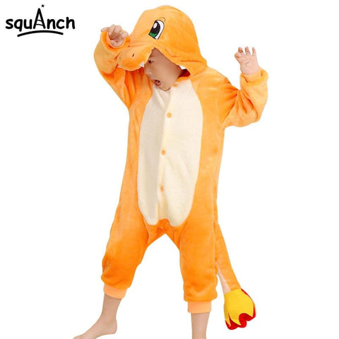 Pokemon Cartoon Onesie For Kids Animal Charizard Dragon Party Pajamas Boys Girls Winter Sleepwear Warm Flannel Long Sleeve Suit
