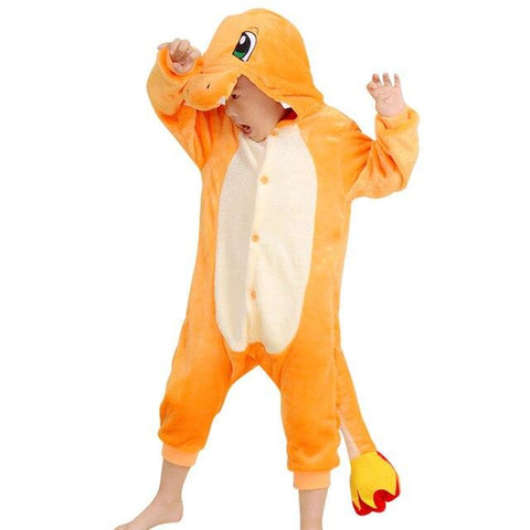 Pokemon Cartoon Onesie For Kids Animal Charizard Dragon Party Pajamas Boys Girls Winter Sleepwear Warm Flannel Long Sleeve Suit