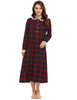 Ekouaer 2018 Vintage Plaid Nightgown Women Long Sleeve Casual Button Loose Sleepwear Night Dress Autumn Palace Style Nightwear