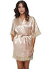 Sexy Bridesmaid Short Satin Bride Robe Lace Kimono Women Wedding Sleepwear Summer Female Bathrobe Lingerie Clothes Home Femme L3