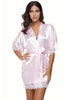 Sexy Bridesmaid Short Satin Bride Robe Lace Kimono Women Wedding Sleepwear Summer Female Bathrobe Lingerie Clothes Home Femme L3