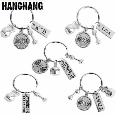 WEIGHT Barbell &Kettlebell Keychain Fitness Crossfit Bodybuilding Gym Sport Jewelry Men Car Fashion Accessories Gift