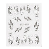 1 Sheet Water Nail Stickers Black Cartoon Animal Flamingo Fox Hollow Designs Sliders For Nail Decals DIY Manicure SASTZ651-654