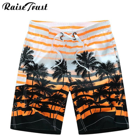 Raise Trust Fashion Summer Men's Shorts 3d Print Striped Coconut tree Praia Couple Swimwear Plus Size 6XL Gay Board Shorts Beach