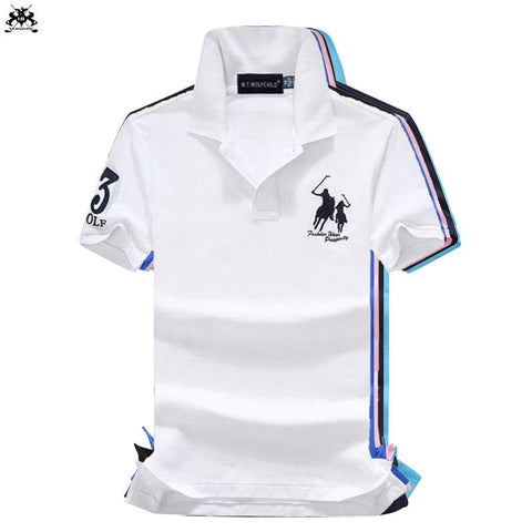 16 Colors 2018 Fashion brand Summer mens short sleeve horse polos shirts cotton mens lapel polos shirts casual slim mens tops