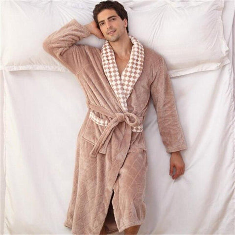 Men'S Flannel Robe Bath Plus Size Nightgown Autumn Winter Pajamas Long Sleeve Men'S Bathrobe Sleepwear 2019 New Ds5088