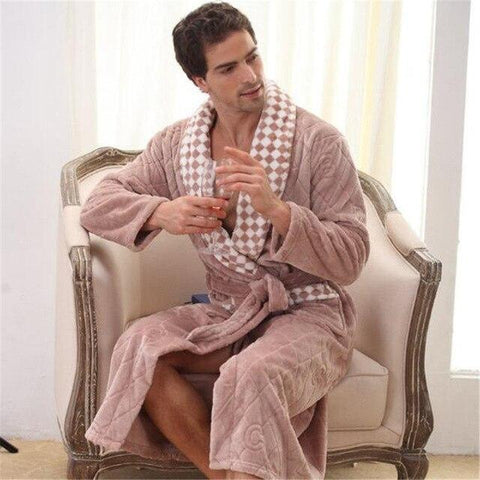 Men'S Flannel Robe Bath Plus Size Nightgown Autumn Winter Pajamas Long Sleeve Men'S Bathrobe Sleepwear 2019 New Ds5088