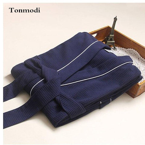 Men's Sleep Robes Cotton Waffle Bathrobes long design Couple Women Nightgown Plus Size Robe
