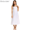 Ekouaer Women Vintage Nightgowns Sleepshirts Casual Sleeveless Adjustable Button Lace Spaghetti Straps Nightwear Night Dress