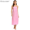 Ekouaer Women Vintage Nightgowns Sleepshirts Casual Sleeveless Adjustable Button Lace Spaghetti Straps Nightwear Night Dress