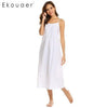 Ekouaer Women Vintage Nightgowns Sleepshirts Casual Sleeveless Adjustable Button Lace Spaghetti Straps Nightwear Night Dress