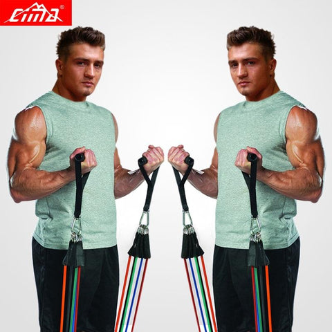 CIMA Resistance Bands 11 PCS Fitness loop ropes Tubes pull up Set Gym Equipment Exercise Handles trainer latex Yoga Bands