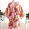 Elegant Pink Women Kimono Bath Gown Sexy Bride Bridesmaid Wedding Robe Nightgown Sexy Home Clothing Sleepwear Negligee Lingerie