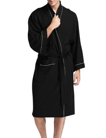 Man Sleepwear Cotton Pajamas Robes Cardigan Lingerie Pajamas Tie Straps Nightgown Large Size Bathrobe Gray Black SAN0