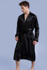 New Black Men's Satin Rayon Robe Gown Solid Color Kimono Bath Gown Lounge Casual Male Nightgown Sleepwear Home Wear S M L XL XXL